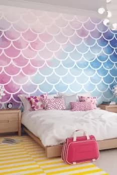 Watercolour Mermaid Scales Wall Mural