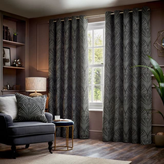 Gatsby Jacquard Eyelet Curtains Black / 168 x 229cm