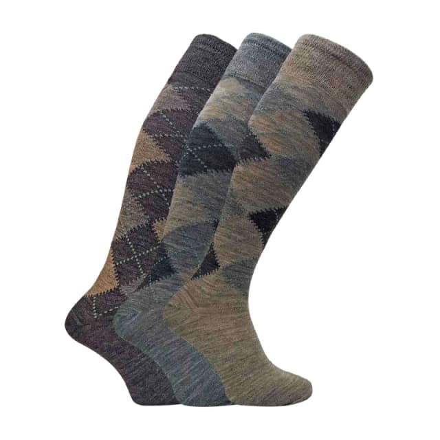 Sock Snob Sock Snob Men 3 Pack Extra Long Knee High Argyle Lambs Wool Socks in Brown Size: 6-11 Brown 6-11 Male 5060597071338