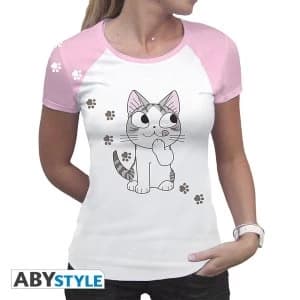 Chi - Chi Gourmande WomenS Large T-Shirt - White/Pink
