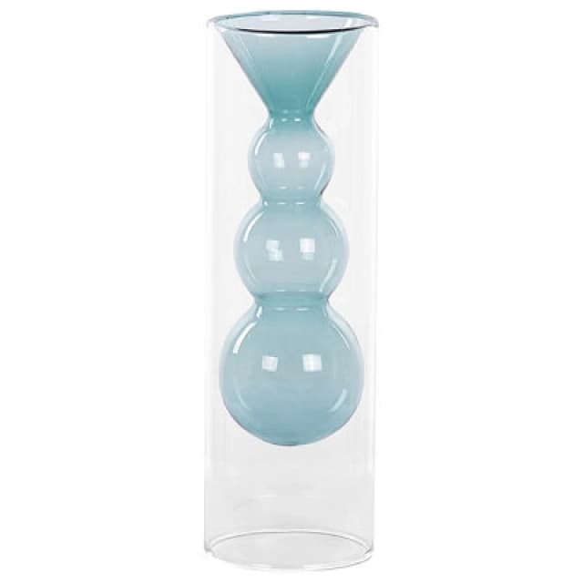 Beliani Flower Vase Kalochi Glass 27cm Turquoise
