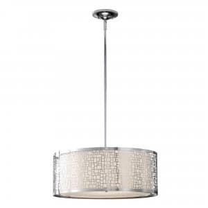 3 Light Large Cylindrical Ceiling Pendant Chrome, E27