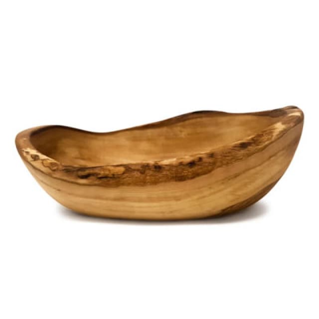 Verano Spanish Ceramics Olive Wood Natural Grained Rustic Kitchen Dining Handmade Oval Bowl Small (L) 23cm Natural