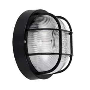 Pendle IP44 Round Bulkhead Wall Light in Black