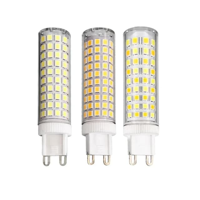 10Pcs G9 LED 9W 15W 20W 25W 136 LEDs Ceramics corn wick with no flicker frequency 110-220v LED bulb insertion height