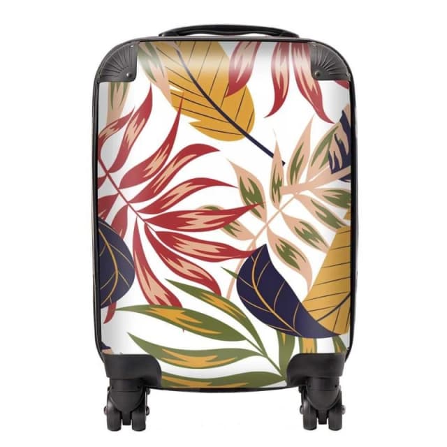 Warren Reed - Designer Hawaiian Style Jungle Leaves Suitcase in Brown Size: Large Brown Unisex Large