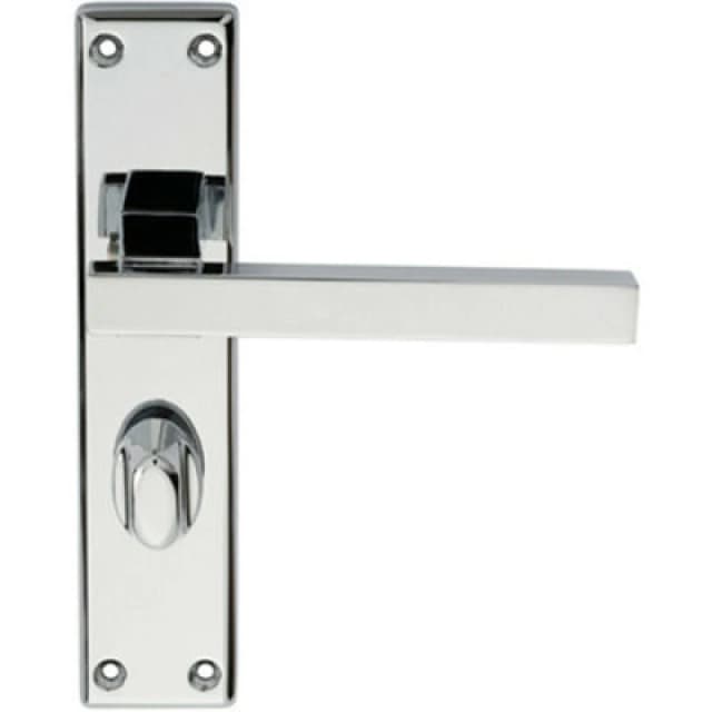 Loops PAIR Straight Square Handle on Bathroom Backplate 180 x 40mm Polished Chrome Multi