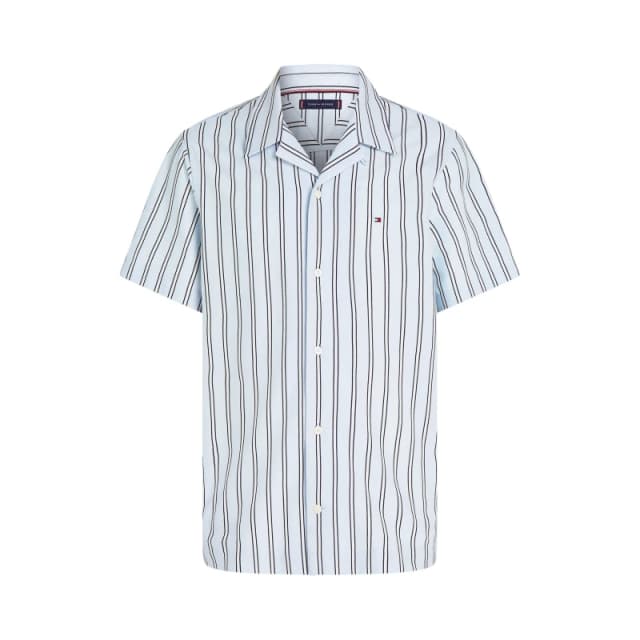 Tommy Hilfiger Mens Knitted Stripe Short Sleeve Shirt Breezy Blue male S