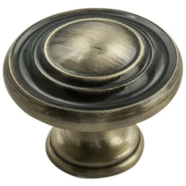 Loops Round Ringed Pattern Door Knob 32mm Diameter Antique Burnished Brass Handle Metallics unisex