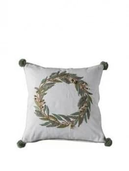 Gallery Wreath Pom Pom Cushion Cream 450X450Mm