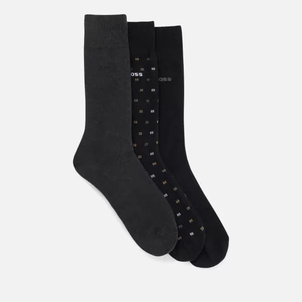 BOSS Bodywear Three-Pack Allover Print Jacquard Cotton-Blend Socks