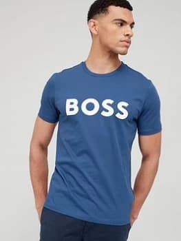 BOSS Thinking 1 Large Logo T-Shirt - Navy Size M Men