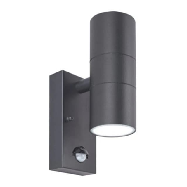 Luceco Azurar Up/down Ip44 Gu10 Wall Light With Pir Sensor Slate Grey