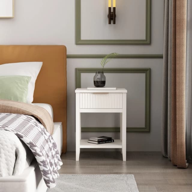 Cabinet Bits Monti 1 Drawer Bedside Table in White White Unisex