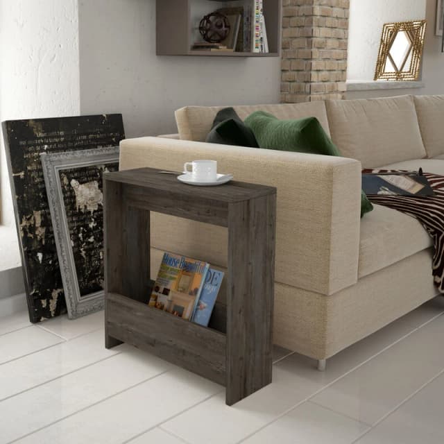 DECORTIE Decortie - Simpi Modern Side End Table Dark Coffee Multipurpose With Creativeness h 60cm 2 Tier - Dark Coffee M.SH.13191.7