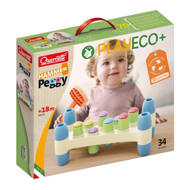 Quercetti Play Eco+ Hammer Peggy - 34 Pieces, Multi 84120