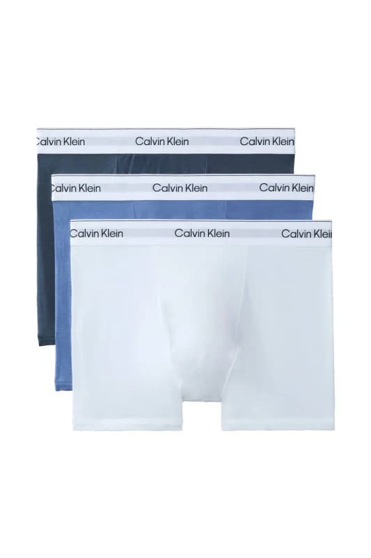 Calvin Klein Mens Relaxed Fit Trunk 3Pk Multi White/Blue/Grey Size: Small Multicolor Male S