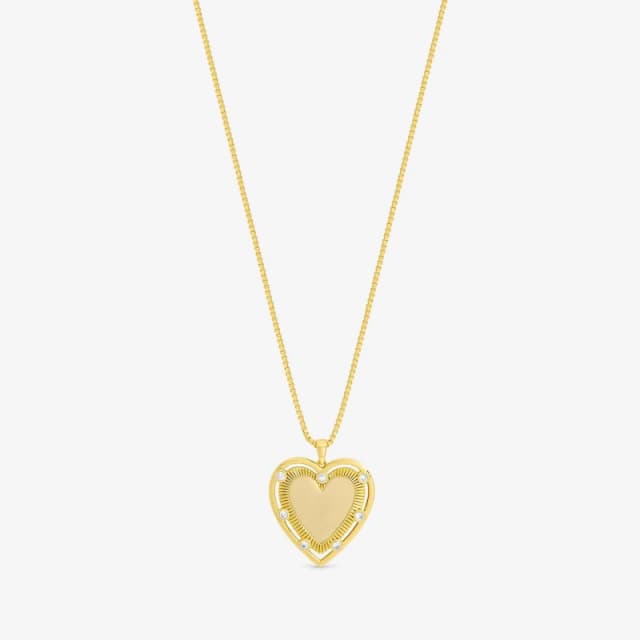 Inicio 14K Gold Plated Textured Heart Charm Pendant Pendant Necklaces One Size Gold 72370110000