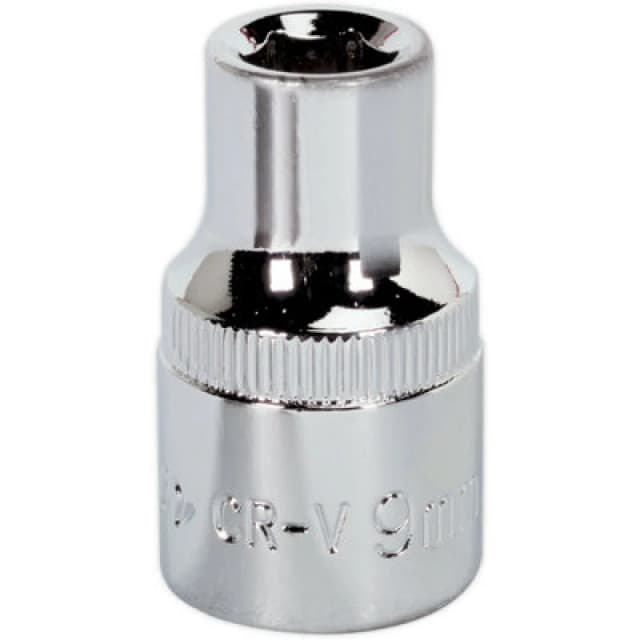 Loops 9mm Forged Steel Drive Socket - 1/2" Square Drive - Polished Chrome Vanadium Metallics