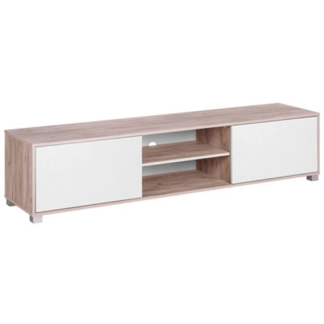 Beliani TV Stand Lincoln Brown/ White