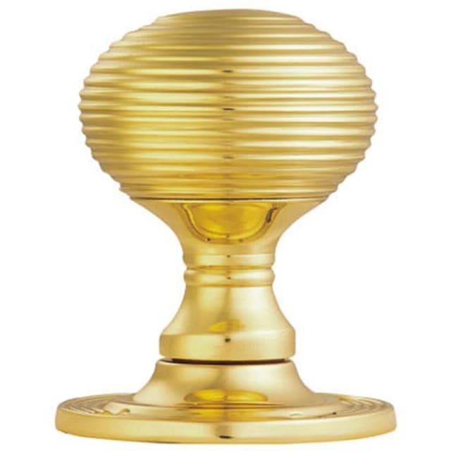 Loops PAIR Round Textured Mortice Door Knob 52mm Dia Brass Beehive Handle Metallics unisex