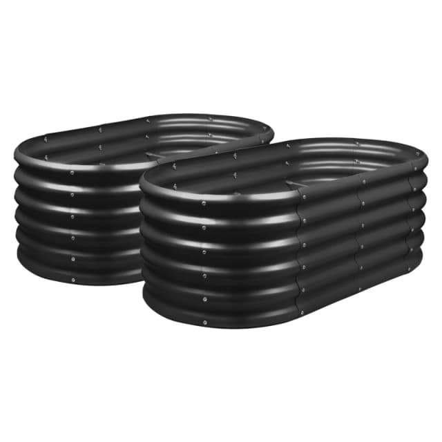 Harbour Housewares Rounded Raised Garden Beds - 120cm x 60cm x 45cm - Pack of 2 in Black Size: 120cm x 60cm x 45cm Black Unisex 120cm x 60cm x