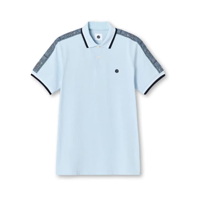 Pretty Green Mens Eclipse Tape Short-Sleeve Polo Shirt Lt Blue male Small