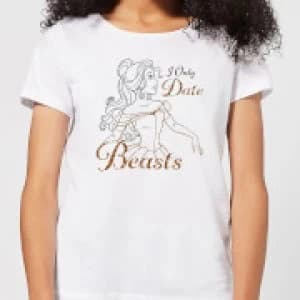 Disney Beauty And The Beast Princess Belle I Only Date Beasts Womens T-Shirt - White - L