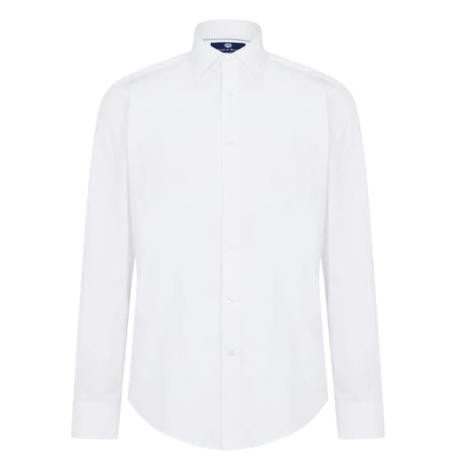Haines and Bonner Tailored Fit Regular Collar Poplin Shirt - White White 37