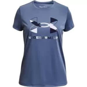 Under Armour Tech Graphic Logo T Shirt Juniors - Blue