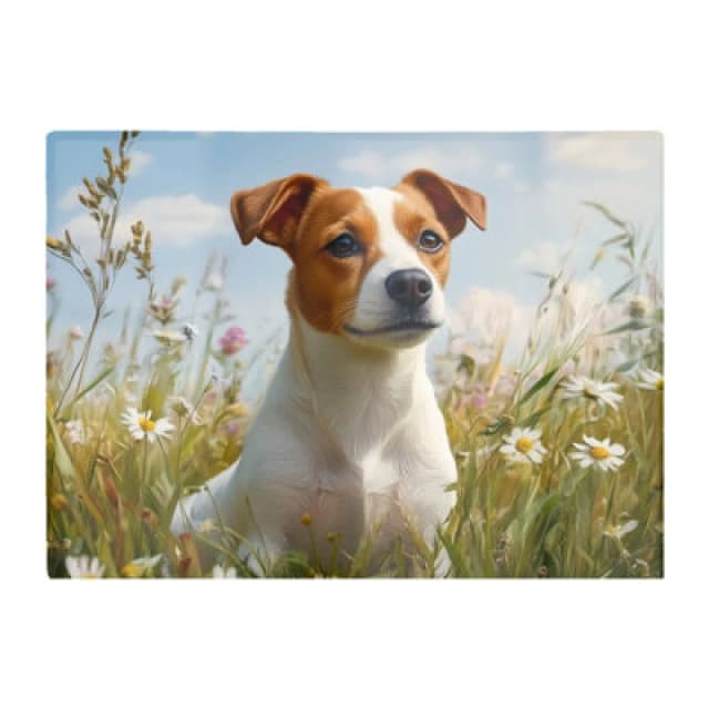Warren Reed Designer Happy Jack Russell In A Summer Meadow Chopping Board