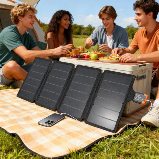 HOMCOM 36W Foldable Portable Solar Panel with Type-C to USB-A Charging Port in Grey Grey Unisex