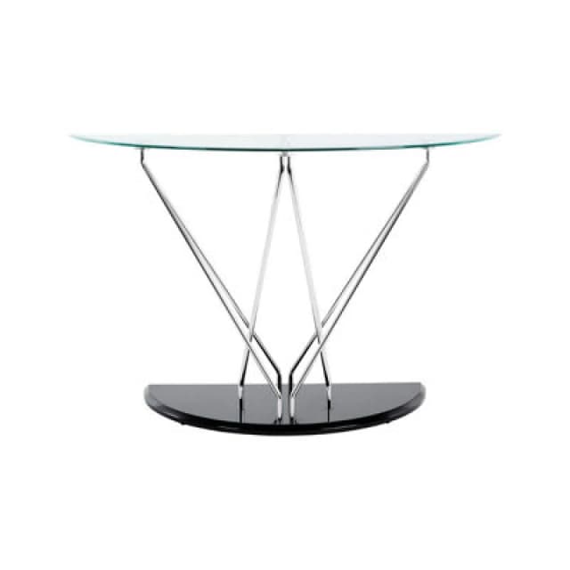Premier Housewares Modern Half Moon Console Table, Contemporary Chrome and Glass Console Table, Half Circle Console Table Black unisex