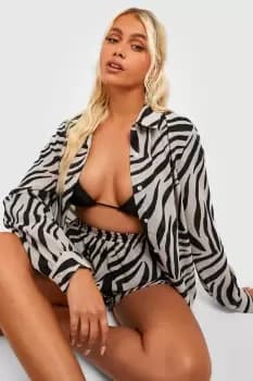 Zebra Print Shirt & Short Beach Co-ord Set