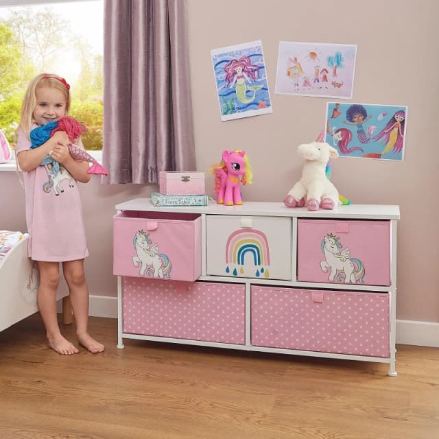 Liberty House Toys Kids Unicorn 5 Drawer Storage Chest 5L-206-UNI