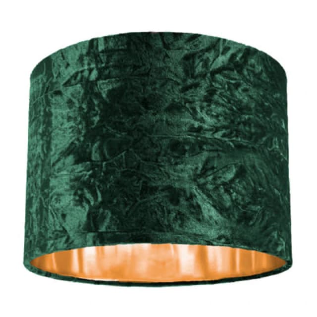 Happy Homewares Modern Green Crushed Velvet 10 Table/pendant Lampshade With Shiny Copper Inner