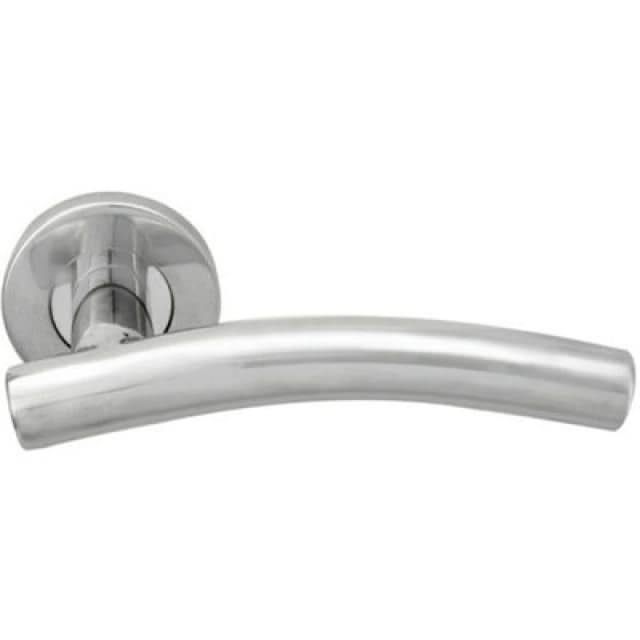 Loops PAIR Arched Round Bar Handle on Round Rose Concealed Fix Polished Steel Metallics