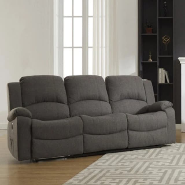 Marldon 201Cm Wide Dark Grey Fabric 3 Seat Manually Reclining 3 Seat Sofa