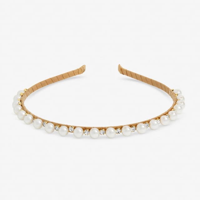Jon Richard Gold Plated Pearl and Crystal Headband Gold female One Size