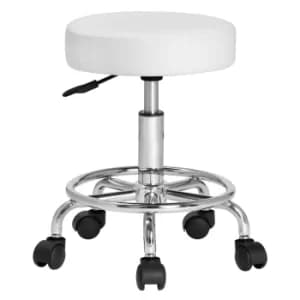 Padded Swivel Stool with Backrest and Chromed Steel Feet