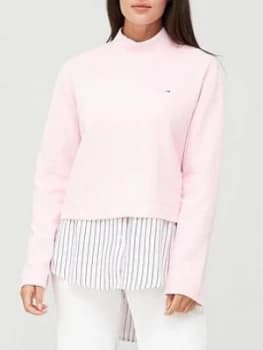 Tommy Jeans Solid Hybrid Long Sleeve Jumper - Pink