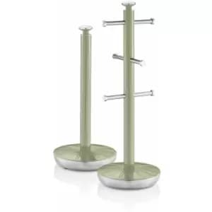 Swan Towel Pole and Mug Tree Set Green - GREEN