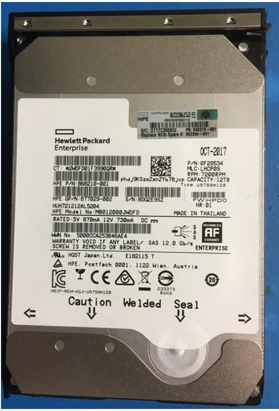 HPE HPE DX 12TB SAS 7.2K LFF LP 512e FIO HDD