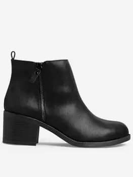 Yours Extra Wide Fit Side Zip Block Heel Black, Size E, Women