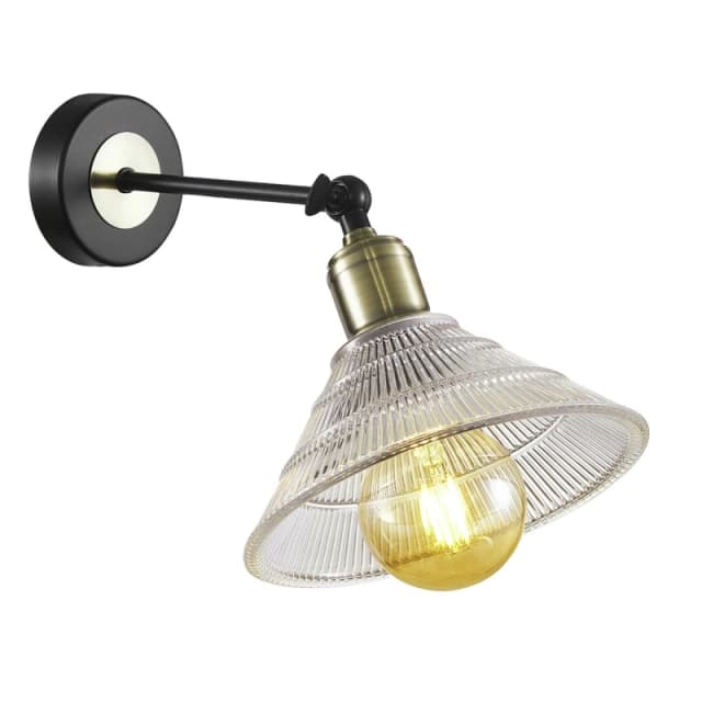 Happy Homewares Modern Industrial Switched Wall Light Fitting with Adjustable Shade in Clear Clear Unisex