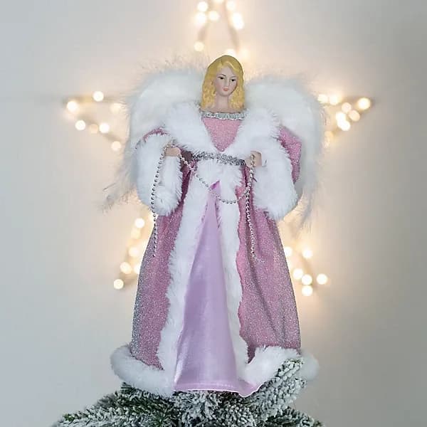 Christmas Workshop 12" Pink & White Dress Tree Top Angel 71109