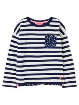Joules Girls Bliss Stripe Long Sleeve Top - Navy, Size Age: 4 Years, Women