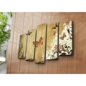 5PATK-136 Multicolor Decorative Canvas Painting (5 Pieces)