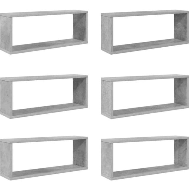 VIDAXL Vidaxl - Wall Cube Shelf 6 pcs Concrete Grey 60x15x23cm Engineered Wood 8720286595657