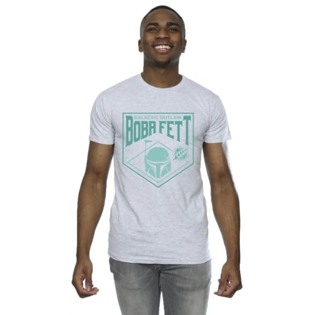 Star Wars Star Wars Men The Book Of Boba Fett Galactic Helm Chest T-Shirt in Grey Size: Small Grey S Male 5059934336308